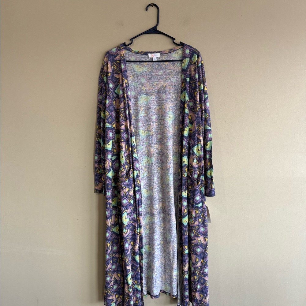 NWT LuLaRoe Multicolor Patterned Long Duster Card… - image 2